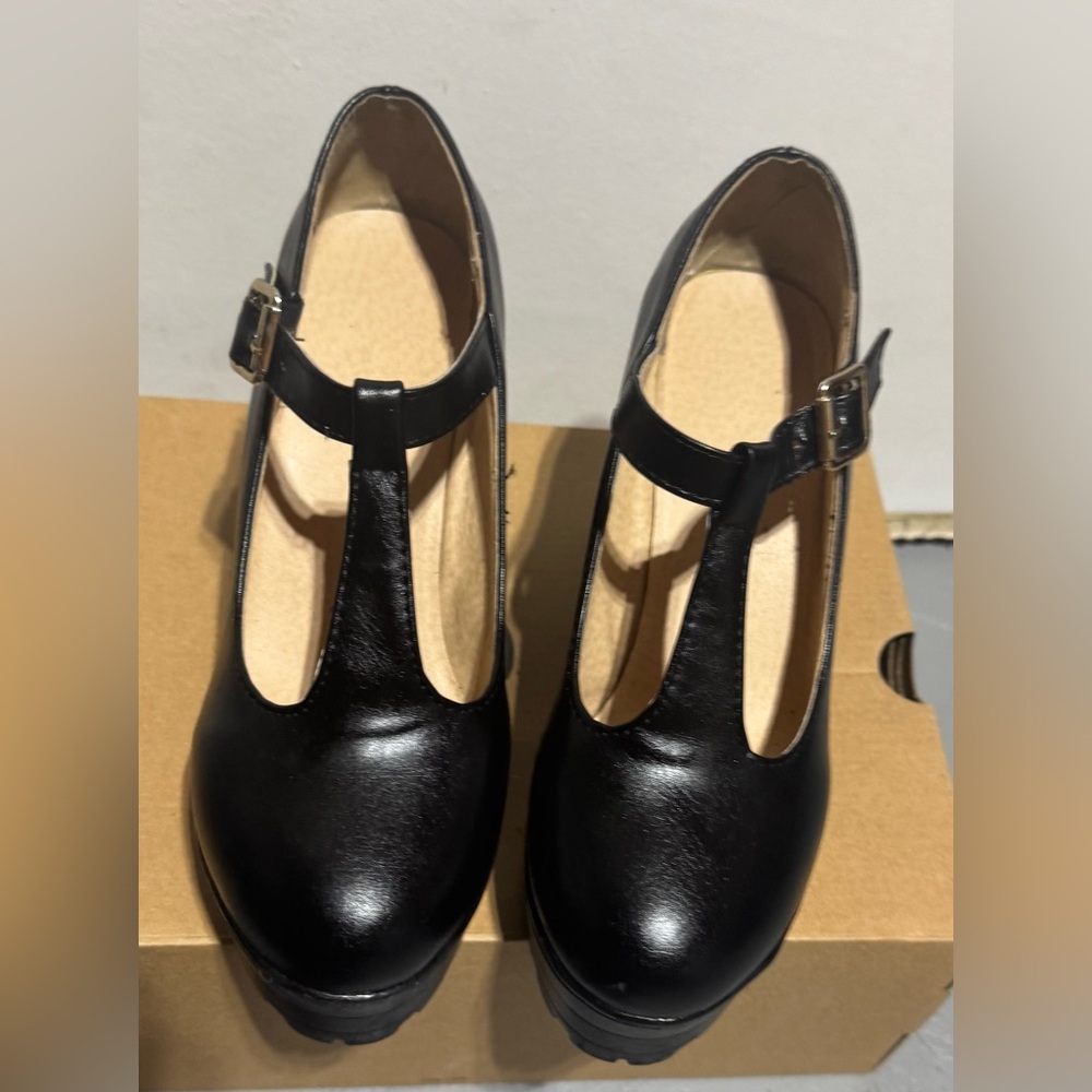 Unlisted Black Platform T-Strap Heels - Picture 3 of 7